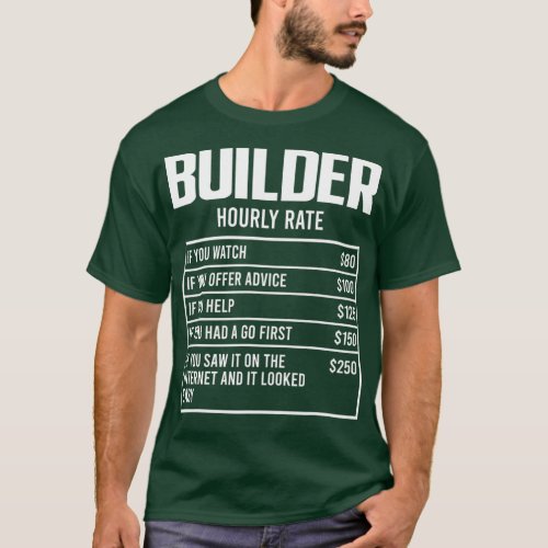 Mens Builder Hourly Rate Funny Gift Construction T_Shirt