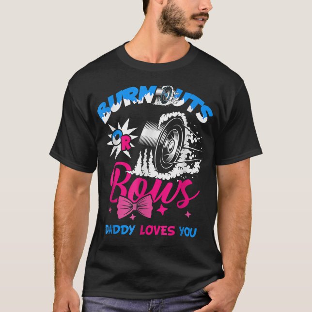 Mens Burnouts Or Bows Gender Reveal Baby Party Ann T-Shirt (Front)