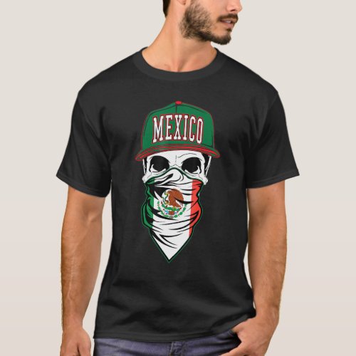 Mens Calidesign Mexico Bandana Flag Skull Soccer F T_Shirt