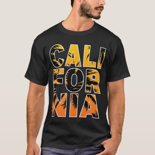 Mens California Palm Trees Filled Letters T_Shirt