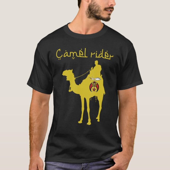 Mens Camel Rider Shriner Mason Emblem Masonic Fath T-Shirt (Front)
