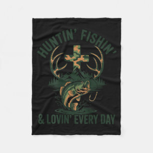 Men's camo faith hunting fishing loving every day fleece blanket