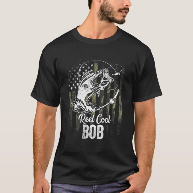 Mens Camo Flag Print Reel Cool Bob Funny Fathers D T-Shirt (Front)