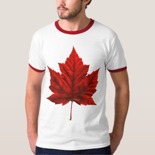 Mens Canada Flag Ringer T_shirt Souvenir Shirt