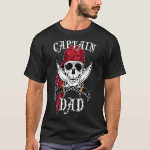 Mens Captain Dad Funny Halloween Pirate Skull Gift T_Shirt