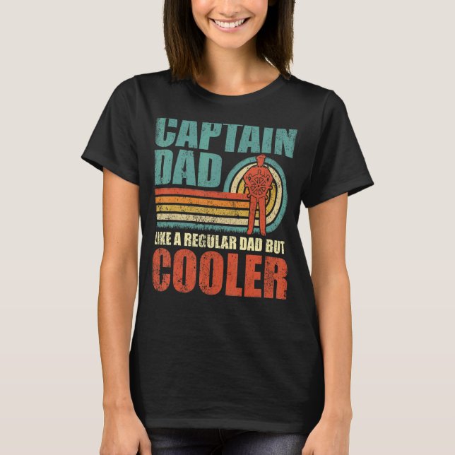 Mens  Captain Dad Like A Regular Dad But Cooler Fa T-Shirt (Front)