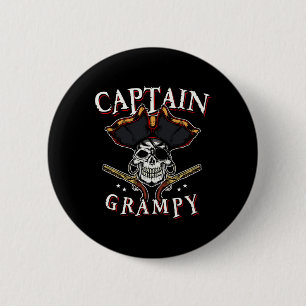 Mens Captain Grampy Pirate Hat And Skull Boating G Button