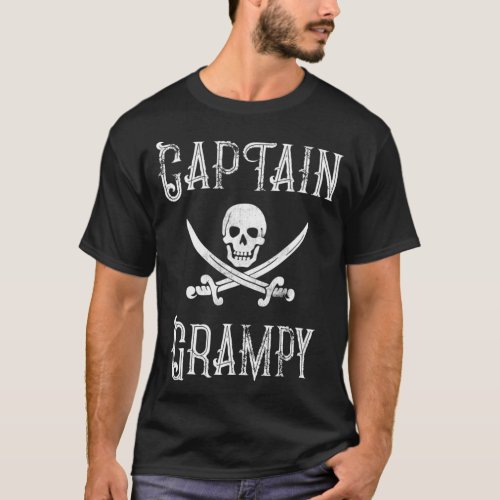 Mens Captain Grampy Vintage Personalized Pirate T_Shirt