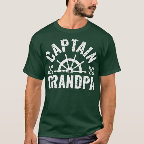 Mens Captain Grandpa Boat Owner Lake Boating Fathe T_Shirt