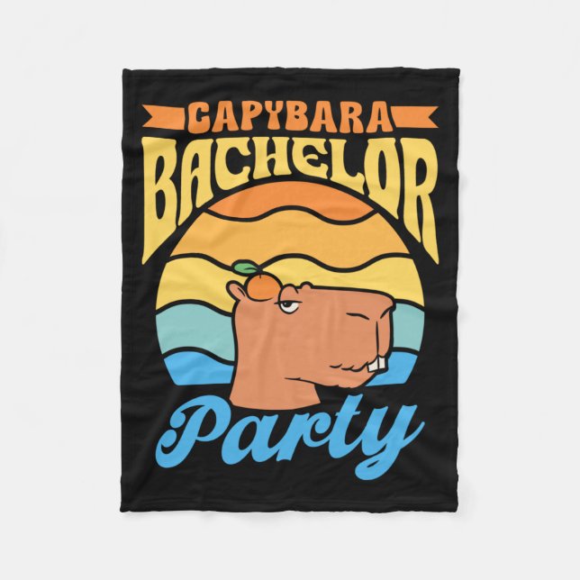 Mens Capybara Bachelor Party Groom Bride Team Fleece Blanket (Front)