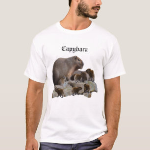 Mens Capybara Mommy With Her Babies Tshirt