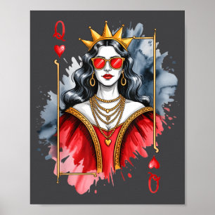mens Card Valentines Queen Hearts Poster