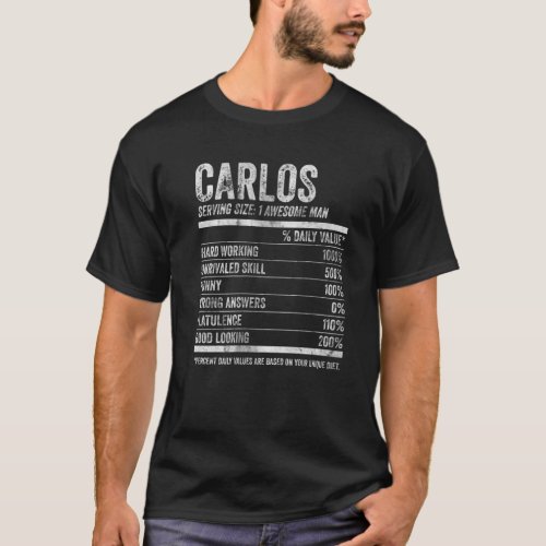 Mens Carlos Nutrition Personalized Name Funny Name T_Shirt