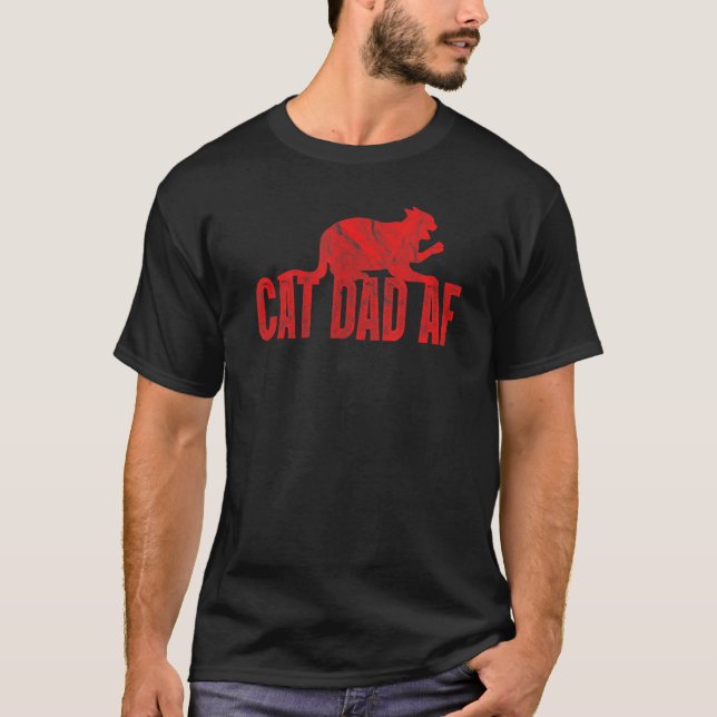 Mens Cat Dad Af Cat Daddy Father Father's Day Dist T-Shirt (Front)