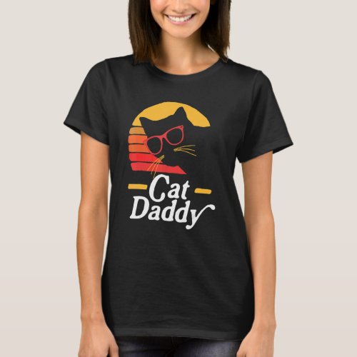 Mens Cat Daddy Retro Vintage Kitty Pet Fathers Day T_Shirt