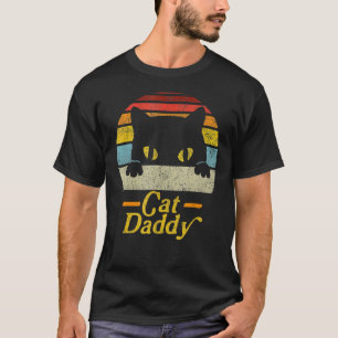 Mens  Cat Daddy  Vintage Cat   Cat Dad Fathers T-Shirt