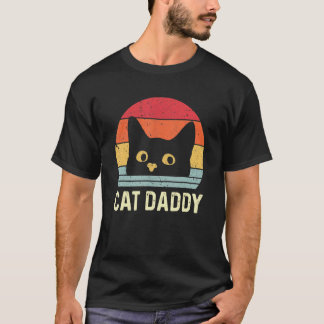 Mens Cat Daddy Vintage  Cat Dad Fathers Day Father T-Shirt