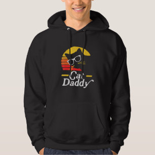 Mens Cat Daddy Vintage Eighties Style Cat Hipster Hoodie