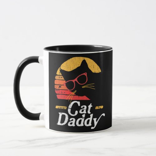 Mens Cat Daddy Vintage Eighties Style Cat Retro Mug