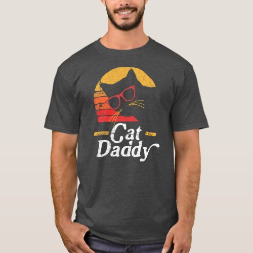 Mens Cat Daddy Vintage Eighties Style Cat Retro T_Shirt