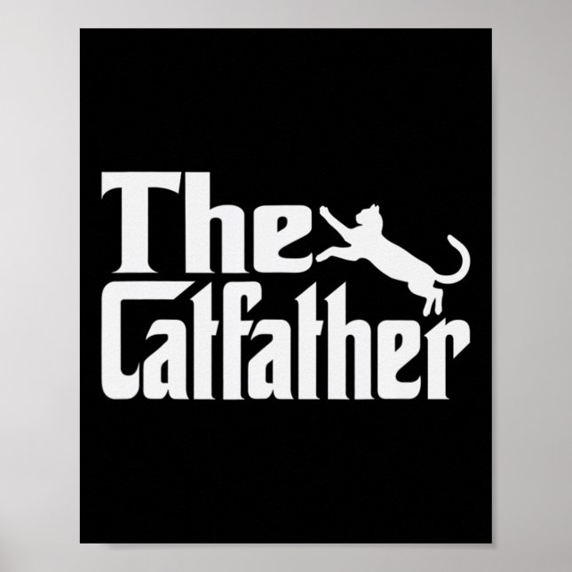 Mens Cat Father Kitty Dad Fathers Day Meow Feline  Poster (Front)