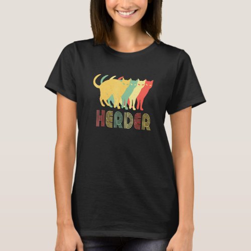 Mens Cat Herder Vintage Retro Distressed Businessm T_Shirt