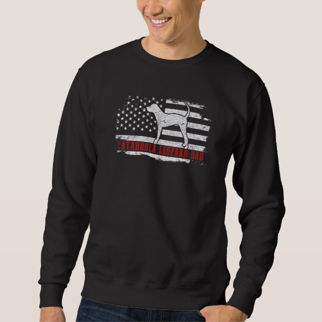 Mens Catahoula Leopard Dad Distressed American Fla Sweatshirt (Front)