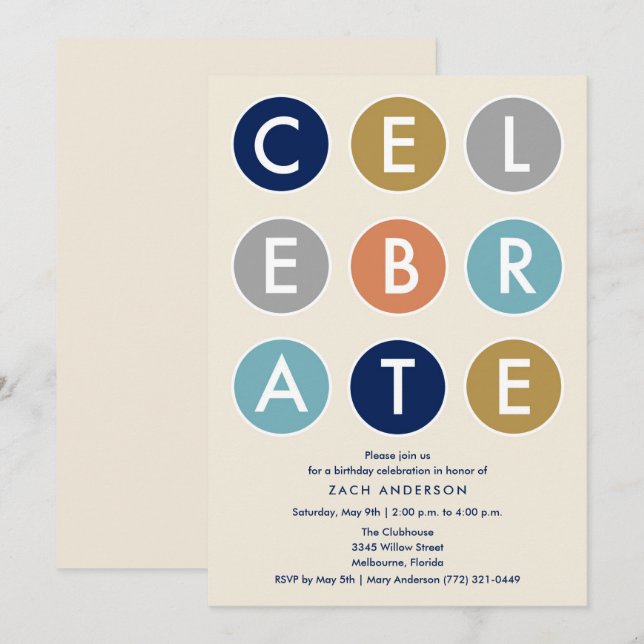 Men's Celebrate Birthday Party Invite (Front/Back)