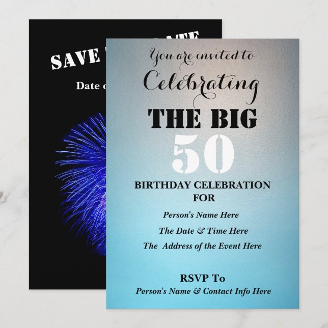 Men's Celebrating THE BIG (Any Age) - Invitation (Front/Back)