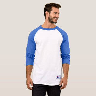 Men's Champion Raglan 3/4 Sleeve Shirt, Blue/White T-Shirt