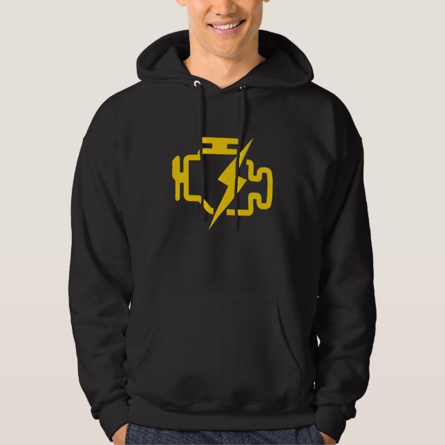 Mens Check Engine Light Engine Damage Car Mechanic Hoodie (Front)