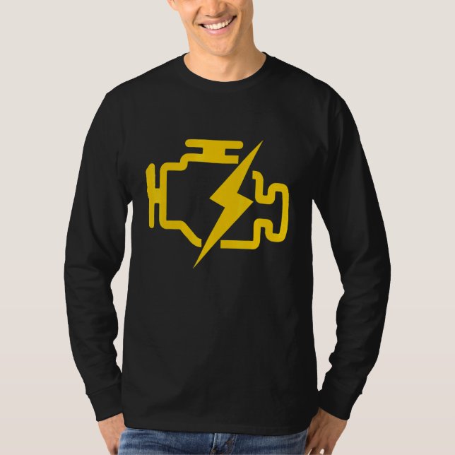 Mens Check Engine Light Engine Damage Car Mechanic T-Shirt (Front)