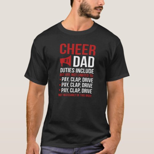 Mens Cheer Dad Duties Cheerleader Father Cheerlead T_Shirt