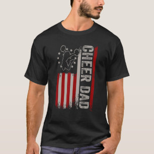 Mens Cheer Dad Vintage American Flag Father Cheerl T-Shirt