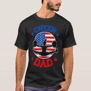 Mens Cheer Dad Vintage American Flag Father Cheerl T-Shirt