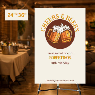 Men's Cheers and Beers Retro 60th Birthday Foam Board