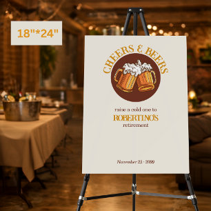 Men's Cheers and Beers Retro Retirement Party Foam Board