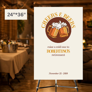 Men's Cheers and Beers Retro Retirement Party Foam Board