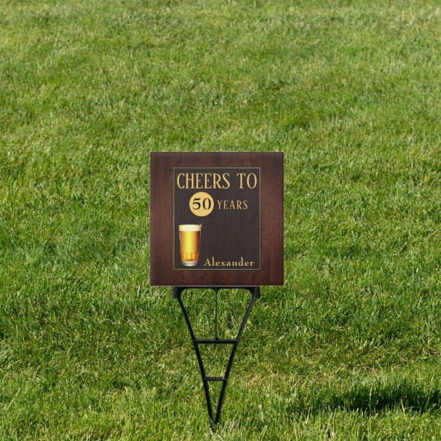 Mens Cheers to 50 Years Fab Birthday  Sign (Insitu)