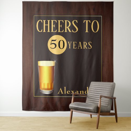 Mens Cheers to 50 Years Fab Birthday Tapestry