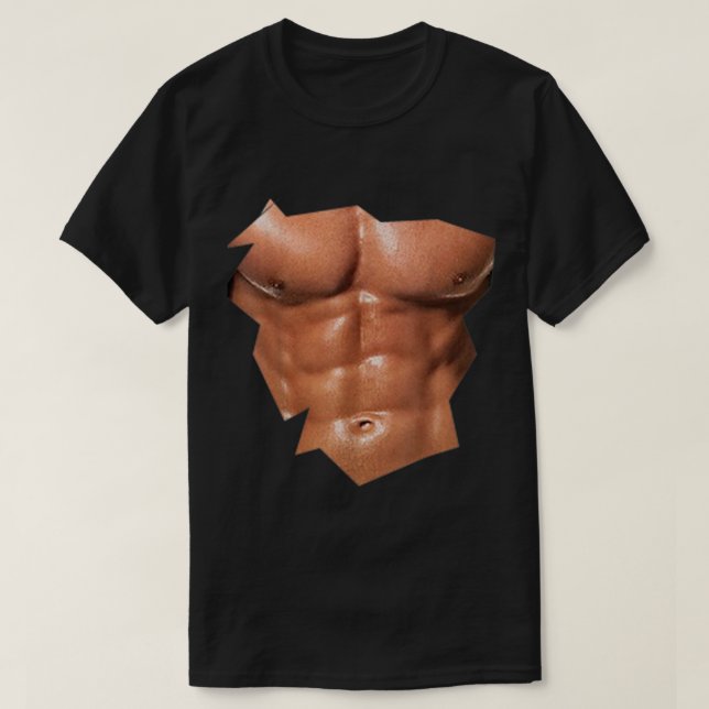 Mens Chest Six Pack Abs funny fake abs Muscles REA T-Shirt (Design Front)