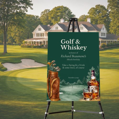 Men's Chic Golf and Whiskey Themed 50th Birthday Foam Board
