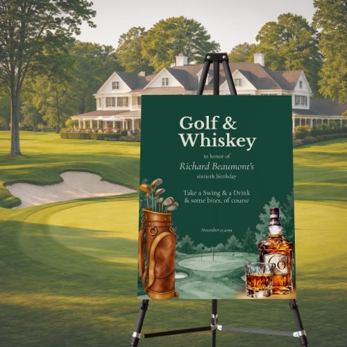 Men's Chic Golf and Whiskey Themed 60th Birthday Foam Board