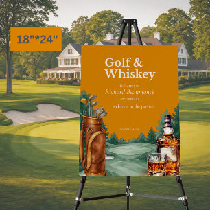 Men's Chic Golf & Whiskey Themed Retirement Party Foam Board