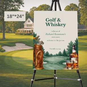 Men's Chic Golf & Whiskey Themed Retirement Party Foam Board