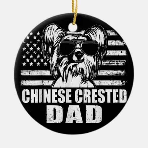Mens Chinese Crested Dad Cool Vintage Retro Proud Ceramic Ornament