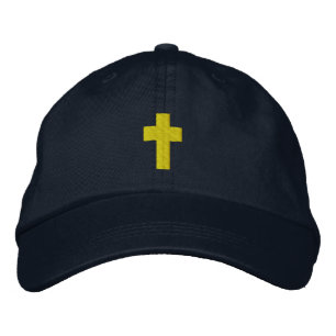 Mens Christian Cross Embroidered Hat