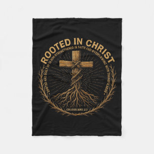Mens Christian Shirt Rooted In Christ Faith Shirt Fleece Blanket