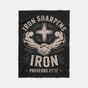 Men's Christian Workout Iron Sharpens Iron Proverb Fleece Blanket