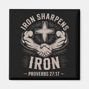 Men's Christian Workout Iron Sharpens Iron Proverb Magnet
